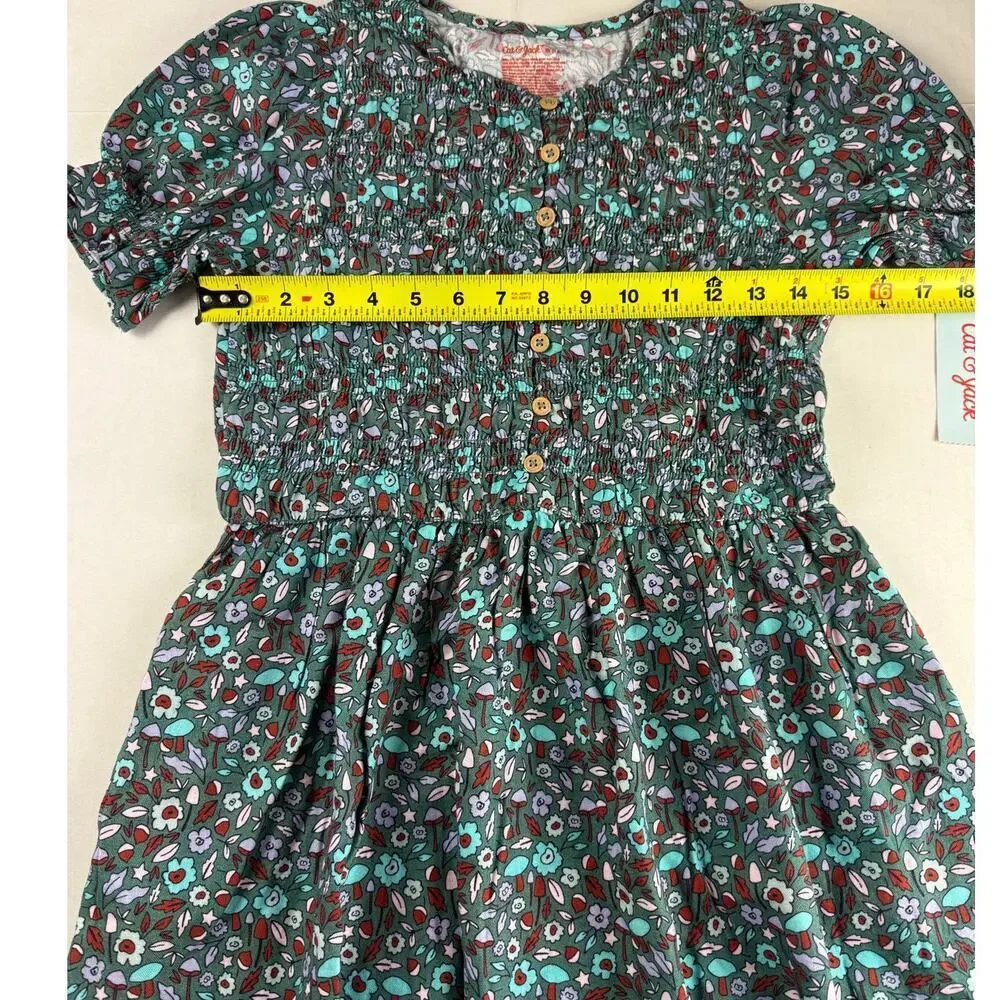 Cat & Jack Girls' Dusty Green Floral Dress - Size XL (14)